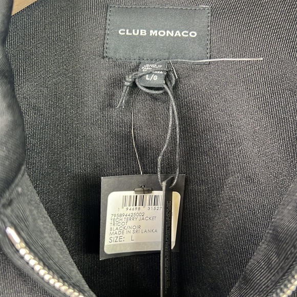 NWT Club Monaco Tech Terry Jacket Black Zippered Sz L Style Number: 633303 moto - Picture 4 of 5